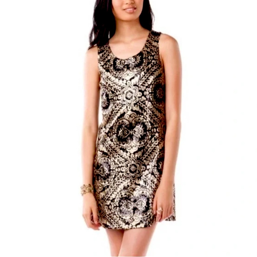 Jun & Ivy black and gold sequin cocktail party dress size small.